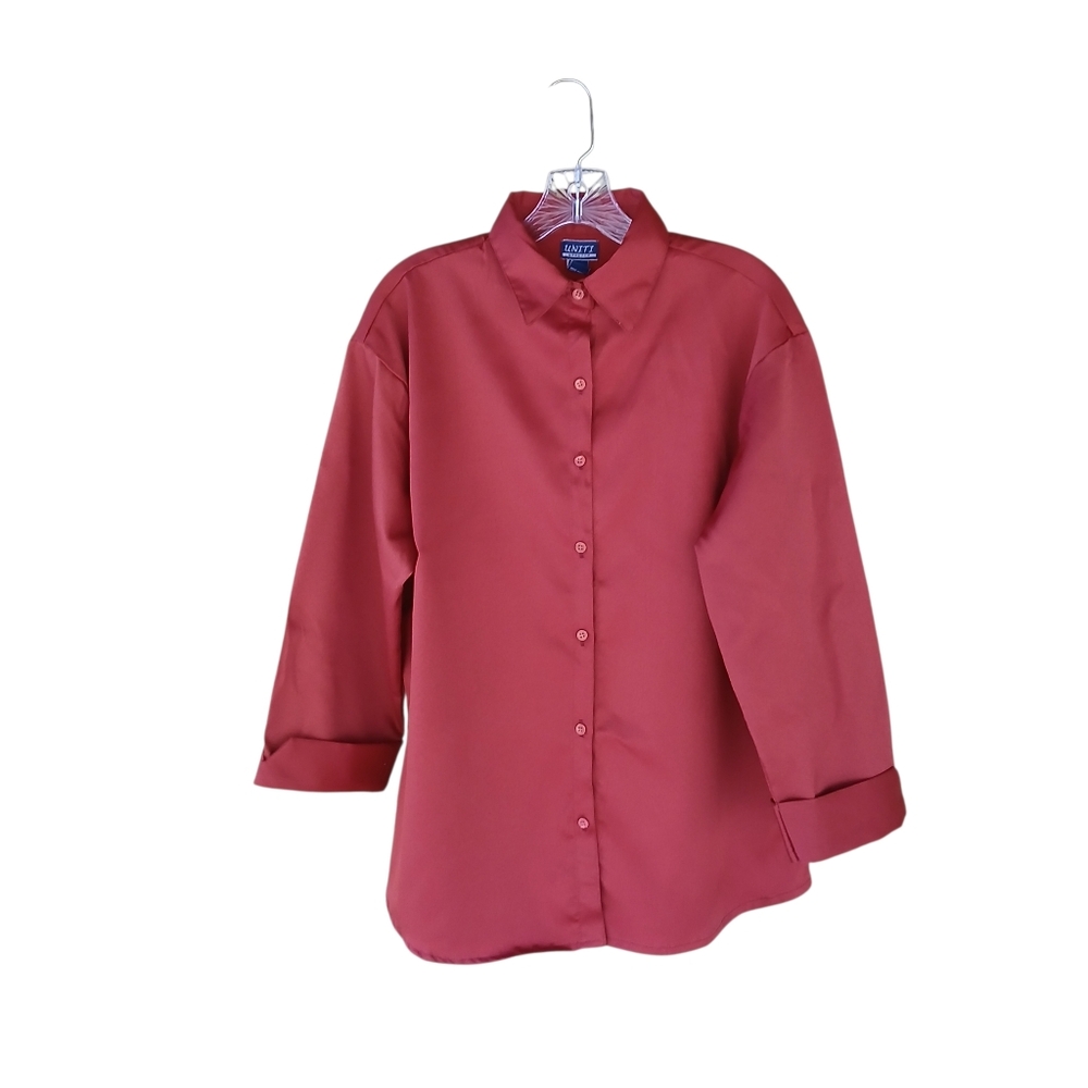 Uniti Red Stretch Button Down Tunic Size 2X